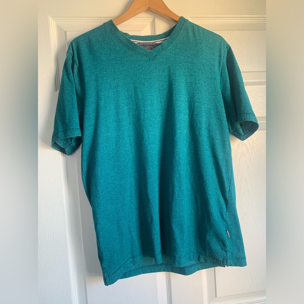pd & c Stretch V-Neck T-Shirt - Heathered Teal - Men's Size M